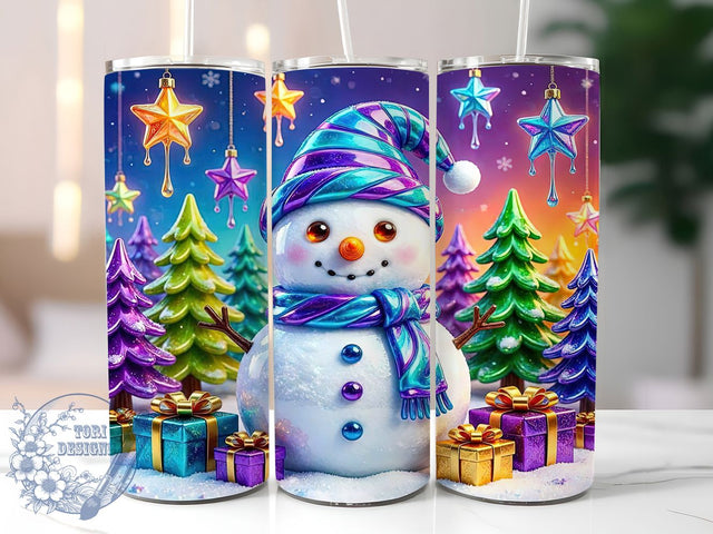 Candy Swirl Snowman 20oz Tumbler Wrap, Candy Swirl, Snowman Motif, Holiday Charm, Festive Theme, Whimsical Winter, Skinny Tumbler, Sublimation PNG Sublimation ToriDesigns 