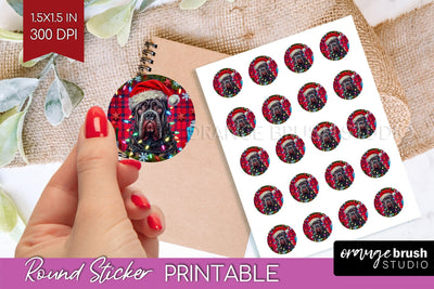 Cane Corso Christmas Dog Printable Stickers Sublimation OrangeBrushStudio 