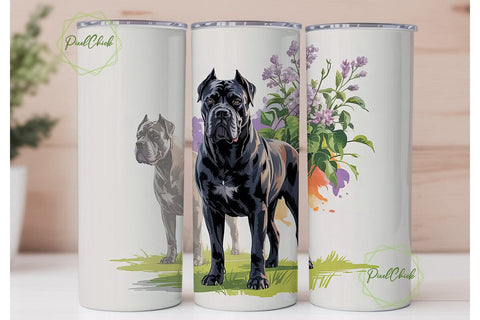 Cane Corso Floral Dog 20oz Tumbler Wrap Sublimation PixelChick 