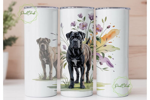 Cane Corso Floral Dog 20oz Tumbler Wrap Sublimation PixelChick 