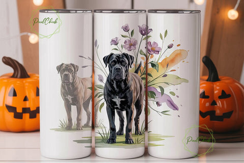 Cane Corso Floral Dog 20oz Tumbler Wrap Sublimation PixelChick 