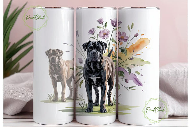 Cane Corso Floral Dog 20oz Tumbler Wrap Sublimation PixelChick 