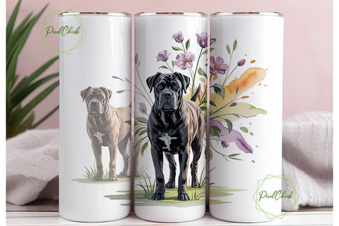 Cane Corso Floral Dog 20oz Tumbler Wrap Sublimation PixelChick 