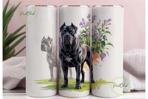 Cane Corso Floral Dog 20oz Tumbler Wrap Sublimation PixelChick 