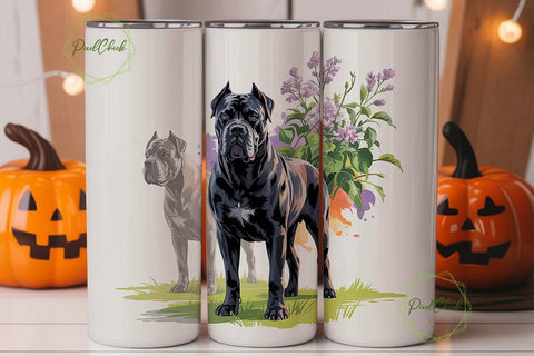 Cane Corso Floral Dog 20oz Tumbler Wrap Sublimation PixelChick 