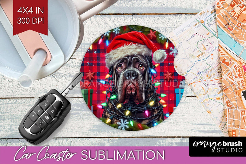 Cane Corso Funny Christmas Dog Car Coaster Sublimation OrangeBrushStudio 