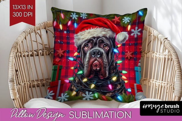 Cane Corso Funny Christmas Dog Pillow Cover Sublimation OrangeBrushStudio 