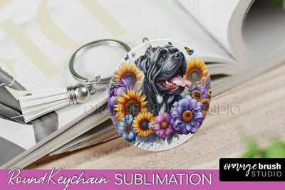 Cane Corso Keychain - Dog mom Floral Keychain Sublimation Design Sublimation OrangeBrushStudio 