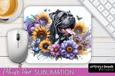 Cane Corso Mouse Pad Design - Dog Mom Floral Mousepad Sublimation Sublimation OrangeBrushStudio 