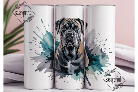 Cane Corso Watercolor 20oz Tumbler Wrap Sublimation sassyprint 