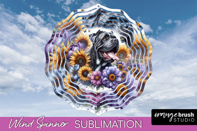 Cane Corso Wind Spinner, Dog Mom Floral Wind Spinner Sublimation Sublimation OrangeBrushStudio 