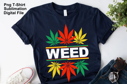 Cannabis Leaf Red Gold & Green Sublimation Design Sublimation Karma Genie Graphics 