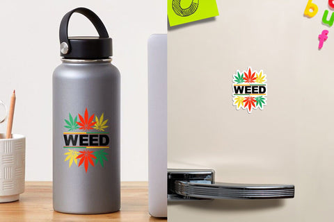 Cannabis Leaf Red Gold & Green Sublimation Design Sublimation Karma Genie Graphics 