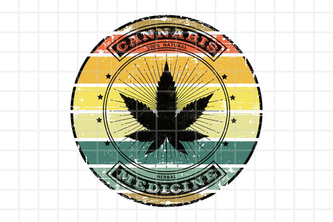 Cannabis Leaf - Retro Weed Png Graphic Design Sublimation Karma Genie Graphics 
