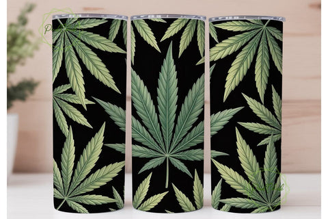 Cannabis Leaves 20oz Tumbler Wrap Sublimation PixelChick 