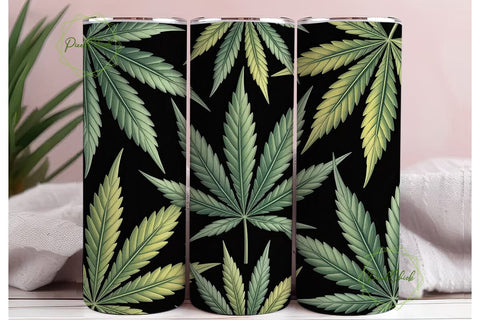 Cannabis Leaves 20oz Tumbler Wrap Sublimation PixelChick 