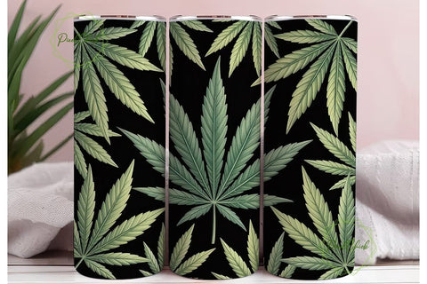 Cannabis Leaves 20oz Tumbler Wrap Sublimation PixelChick 
