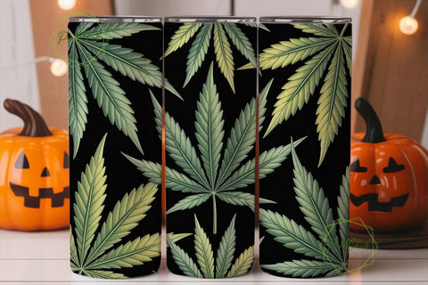 Cannabis Leaves 20oz Tumbler Wrap Sublimation PixelChick 