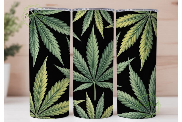Cannabis Leaves 20oz Tumbler Wrap Sublimation PixelChick 
