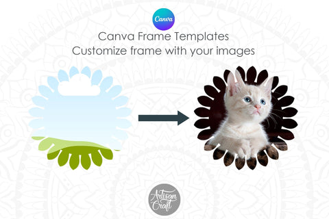 Canva Flower Frame, Canva Templates Digital Pattern Artisan Craft SVG 