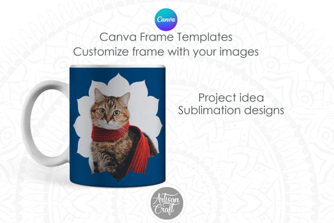Canva Flower Frame, Canva Templates Digital Pattern Artisan Craft SVG 