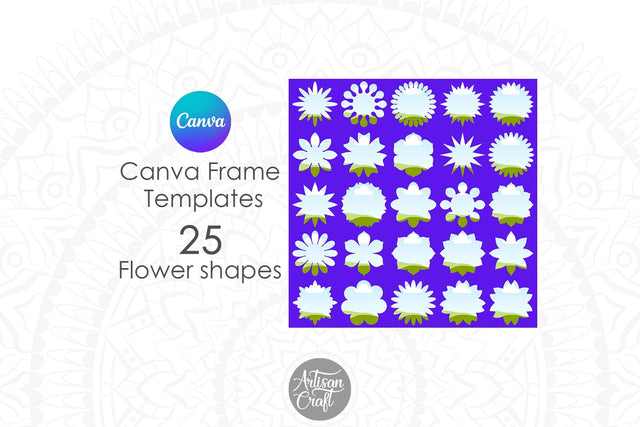Canva Flower Frame, Canva Templates Digital Pattern Artisan Craft SVG 
