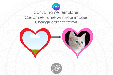 Canva Frame Template | heart Canva frame | Love Canva Frame Digital Pattern Artisan Craft SVG 