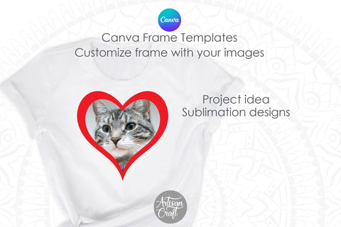 Canva Frame Template | heart Canva frame | Love Canva Frame Digital Pattern Artisan Craft SVG 