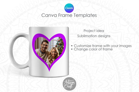 Canva Frame Template | heart Canva frame | Love Canva Frame Digital Pattern Artisan Craft SVG 