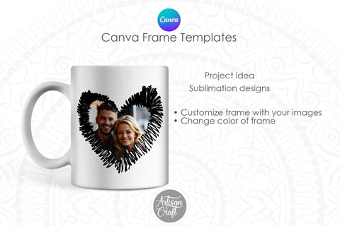 Canva Heart Frame | Canva frame | Doodle heart Sublimation Artisan Craft SVG 