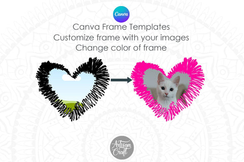 Canva Heart Frame | Canva frame | Doodle heart Sublimation Artisan Craft SVG 