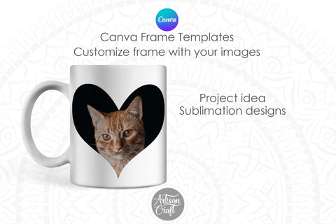 Canva heart frame, Canva template Mock Up Photo Artisan Craft SVG 