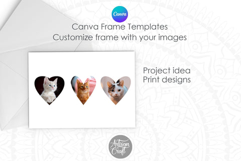 Canva heart frame, Canva template Mock Up Photo Artisan Craft SVG 