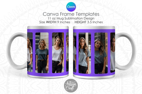 Canva Mug Template | Canva Frames | Photo Mug wrap Sublimation Artisan Craft SVG 