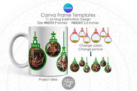 Canva Mug Template | Christmas photo mug | Canva Frames Sublimation Artisan Craft SVG 