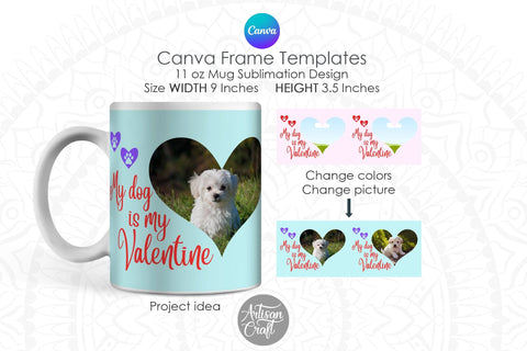 Canva Mug Template | dog mug | photo mug Sublimation Artisan Craft SVG 