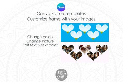 Canva Mug Template, Heart Photo Mug, Canva Frames, 11oz mug Sublimation Artisan Craft SVG 