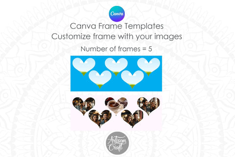 Canva Mug Template, Heart Photo Mug, Canva Frames, 11oz mug Sublimation Artisan Craft SVG 