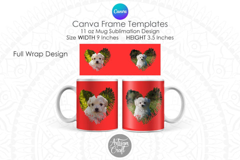 Canva Mug Template | Heart Photo Mug | doddle heart Sublimation Artisan Craft SVG 