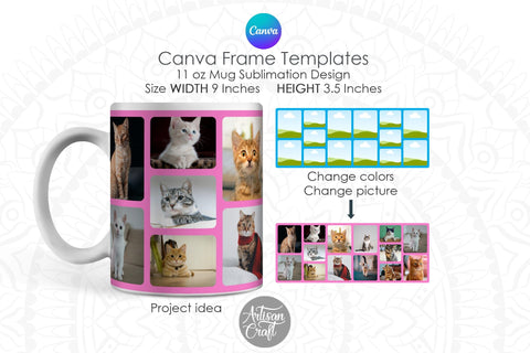 Canva Mug Template | Photo Mug | Canva Frames Sublimation Artisan Craft SVG 