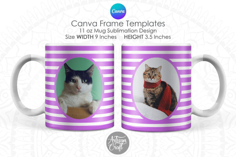 Canva Mug Template | Photo Mug Design | Canva Frames Digital Pattern Artisan Craft SVG 