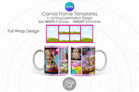 Canva Mug Template | Photo Mug Template | Canva frames Sublimation Artisan Craft SVG 