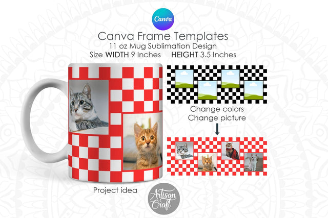 Canva Mug Template | photo mug wrap | Canva Frames Digital Pattern Artisan Craft SVG 