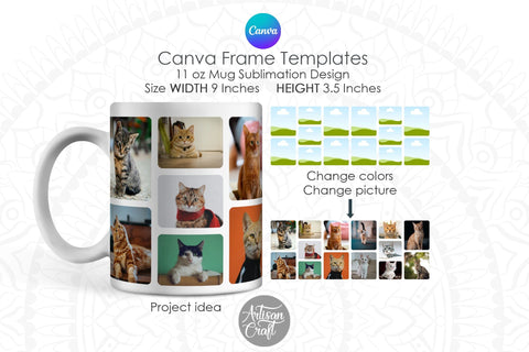Canva Mug Template | Photo Mug Wrap | Canva Frames Sublimation Artisan Craft SVG 