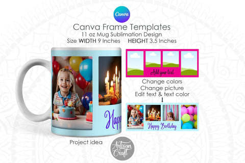 Canva Mug Template | Picture Mug Template Sublimation Artisan Craft SVG 