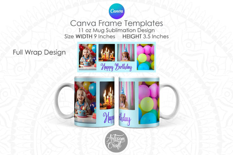 Canva Mug Template | Picture Mug Template Sublimation Artisan Craft SVG 