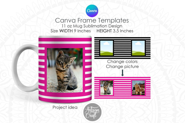 Canva Mug Template, stripe mug, Photo Mug Template Sublimation Artisan Craft SVG 