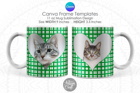 Canva Plaid Mug with heart cut out Sublimation Artisan Craft SVG 