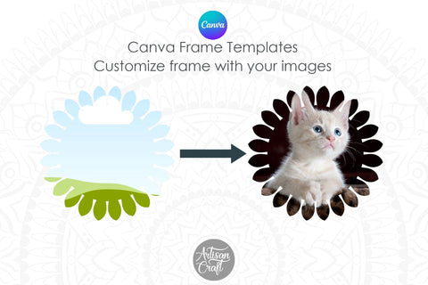 Canva sunflower frame, Canva frame, template Mock Up Photo Artisan Craft SVG 