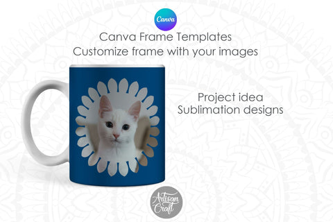 Canva sunflower frame, Canva frame, template Mock Up Photo Artisan Craft SVG 